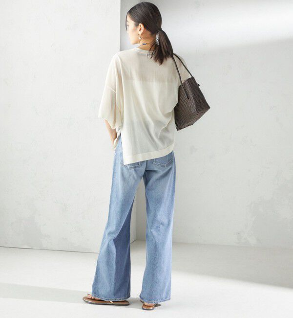 SHIPS for women「〈手洗い可能〉18G フィルミーコットン ワイド ショート スリーブ プルオーバー」|ニット・セーター|