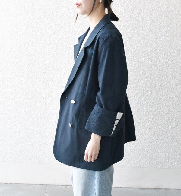SHIPS any「SHIPS any:〈手洗い可能〉コードレーン ストライプ オーバー テーラード ジャケット」|テーラードジャケット|