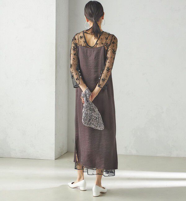 SHIPS for women「kaene:フロッキー レース &times; サテン 2WAY ワンピース（セレモニー対応可）」|ドレス|