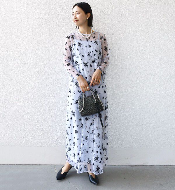 SHIPS for women「kaene:フロッキー レース &times; サテン 2WAY ワンピース（セレモニー対応可）」|ドレス|