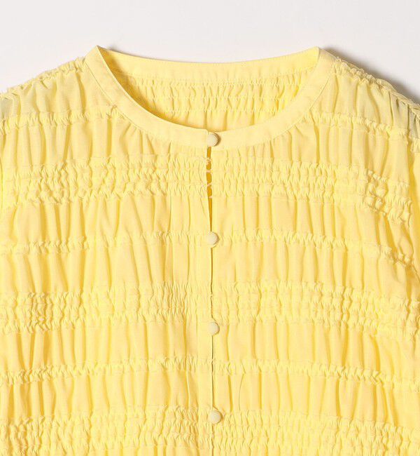 SHIPS any「【WEB限定】SHIPS any:〈洗濯機可能〉シアー シャーリング プチフリル ペプラム ブラウス」|シャツ・ブラウス|