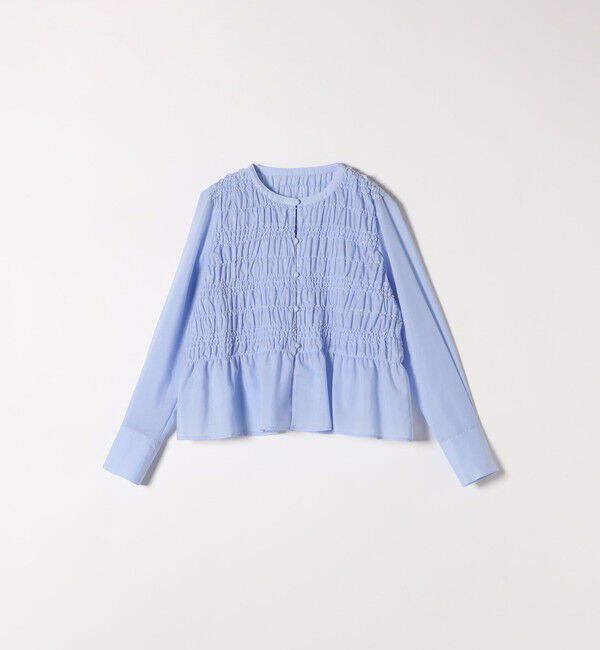 SHIPS any「【WEB限定】SHIPS any:〈洗濯機可能〉シアー シャーリング プチフリル ペプラム ブラウス」|シャツ・ブラウス|