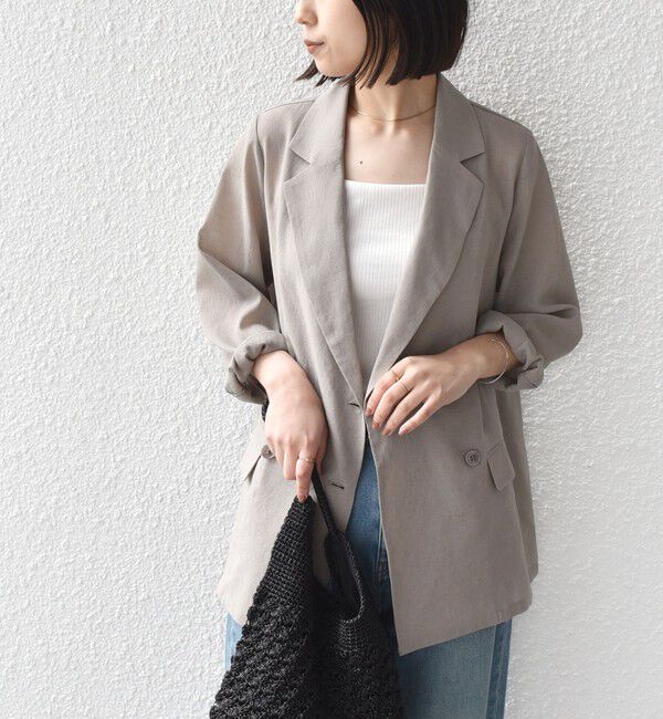 SHIPS Colors 「SHIPS Colors:〈手洗い可能〉シアー リネンライク ダブルジャケット◇」|テーラードジャケット|