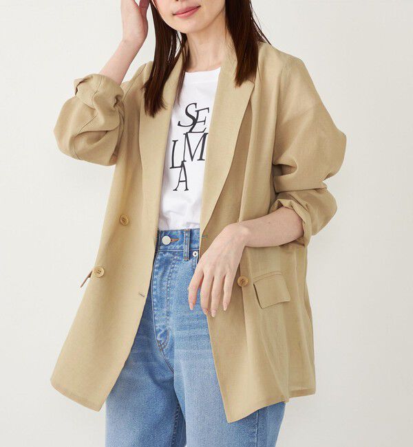 SHIPS Colors 「SHIPS Colors:〈手洗い可能〉シアー リネンライク ダブルジャケット◇」|テーラードジャケット|ベージュ