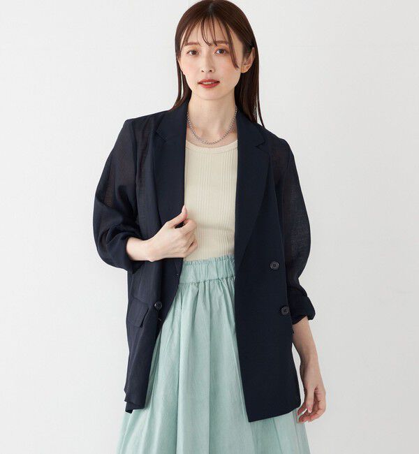 SHIPS Colors 「SHIPS Colors:〈手洗い可能〉シアー リネンライク ダブルジャケット◇」|テーラードジャケット|