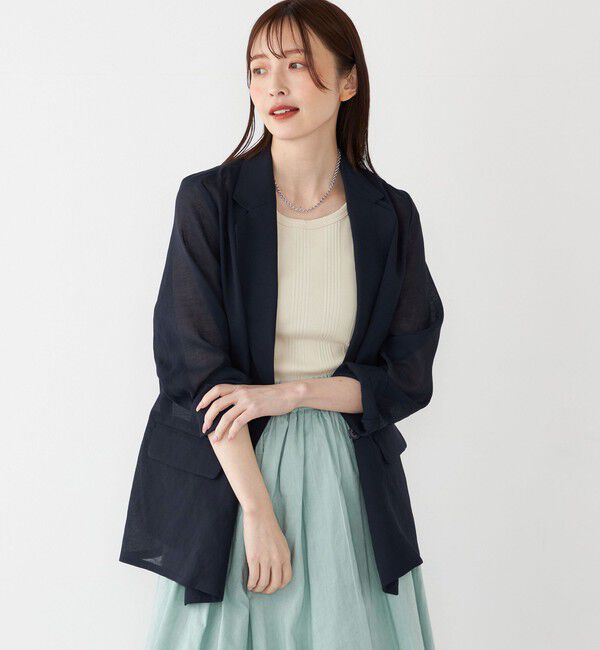 SHIPS Colors 「SHIPS Colors:〈手洗い可能〉シアー リネンライク ダブルジャケット◇」|テーラードジャケット|