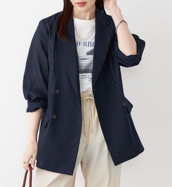 SHIPS Colors 「SHIPS Colors:〈手洗い可能〉シアー リネンライク ダブルジャケット◇」|テーラードジャケット|