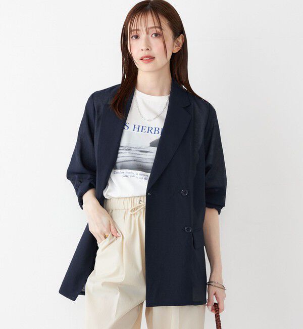 SHIPS Colors 「SHIPS Colors:〈手洗い可能〉シアー リネンライク ダブルジャケット◇」|テーラードジャケット|