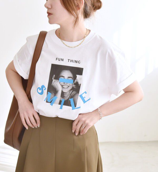 quaranciel「ANGE IN DISGUISE:〈手洗い可能〉コットン フォト & ロゴ TEE」|Tシャツ・カットソー|