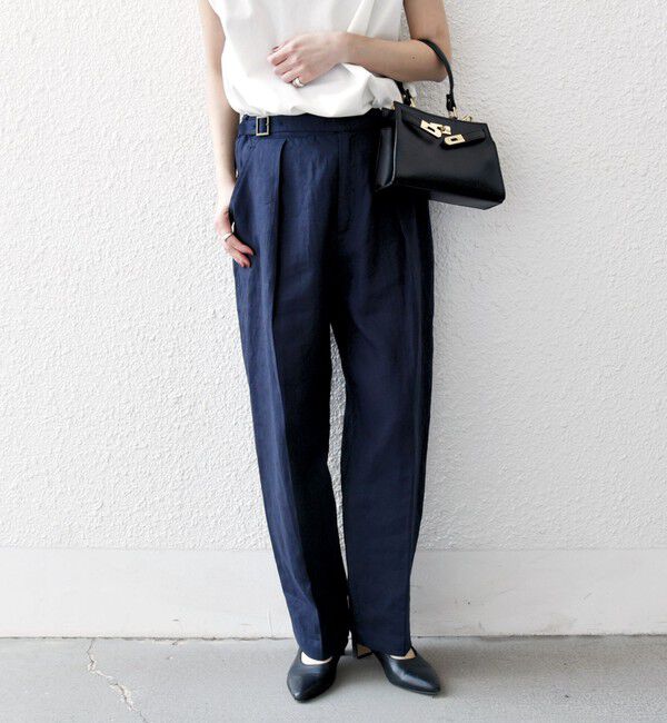 SHIPS any「SHIPS any:〈洗濯機可能〉ヨーロピアンフラックス リネン タック グルカ イージー パンツ」|その他|ネイビー