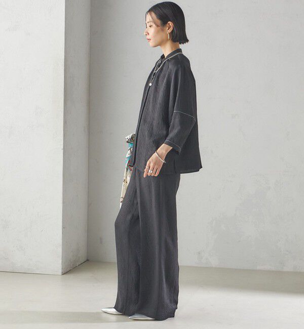 SHIPS for women「〈接触冷感/吸水速乾〉アセテート ワッシャー ウエスト デザイン パンツ」|スラックス|