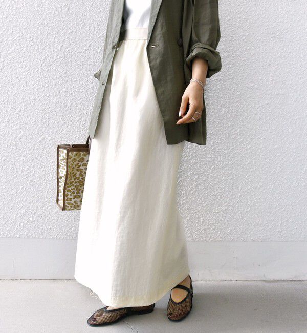 SHIPS for women「〈手洗い可能〉シアー シャイニー ウエスト ゴム ギャザー スカート」|スカート|オフホワイト