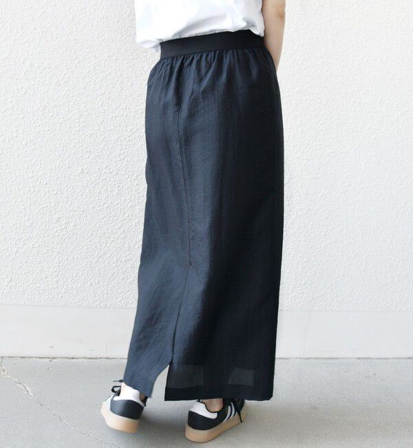 SHIPS for women「〈手洗い可能〉シアー シャイニー ウエスト ゴム ギャザー スカート」|スカート|