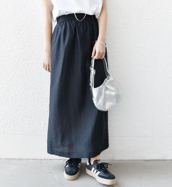 SHIPS for women「〈手洗い可能〉シアー シャイニー ウエスト ゴム ギャザー スカート」|スカート|