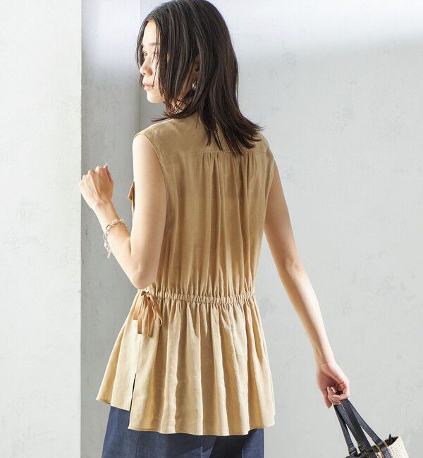 SHIPS for women「〈手洗い可能〉IMPERIAL LINEN Wポケット ノースリーブ シャツ」|シャツ・ブラウス|