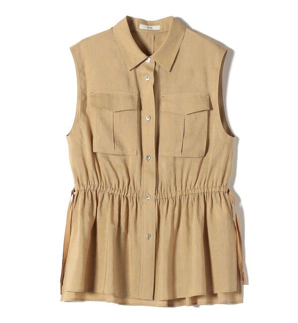 SHIPS for women「〈手洗い可能〉IMPERIAL LINEN Wポケット ノースリーブ シャツ」|シャツ・ブラウス|