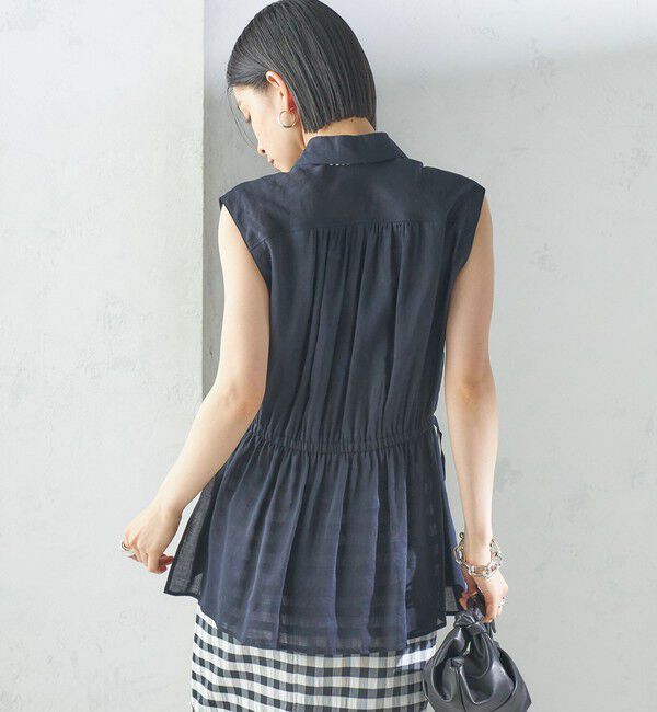 SHIPS for women「〈手洗い可能〉IMPERIAL LINEN Wポケット ノースリーブ シャツ」|シャツ・ブラウス|