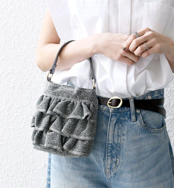 SHIPS any「SHIPS any: ラメ フリル ミニ ショルダー バッグ」|ショルダー・メッセンジャー|ブラック