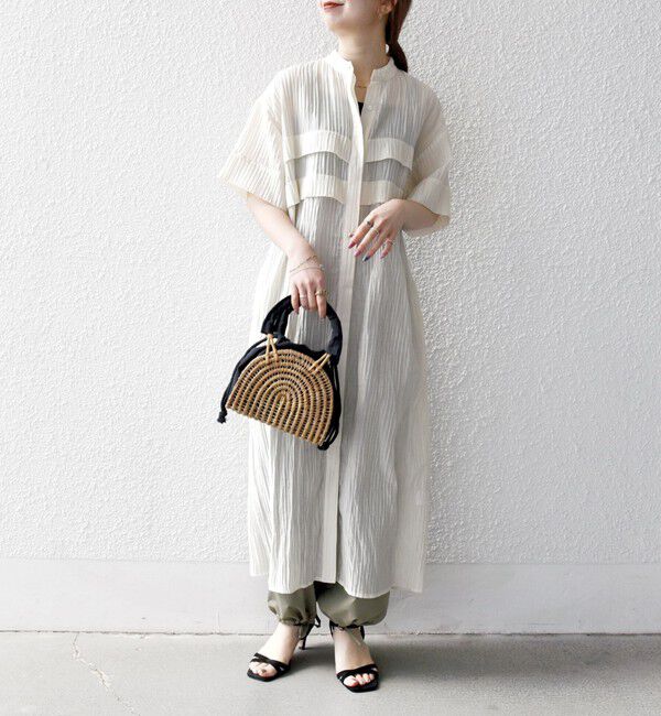 SHIPS any「SHIPS any:〈洗濯機可能〉ピンタック ジャカード シャツ ワンピース」|ワンピース|