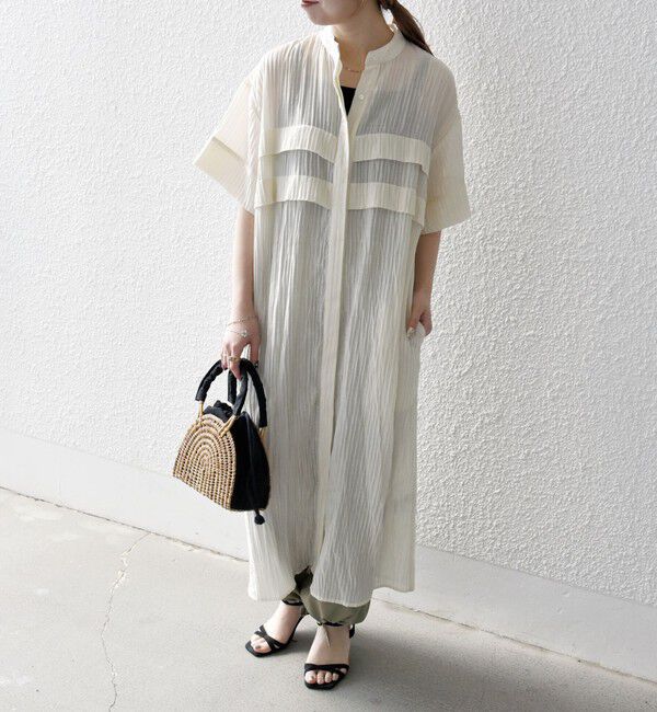 SHIPS any「SHIPS any:〈洗濯機可能〉ピンタック ジャカード シャツ ワンピース」|ワンピース|