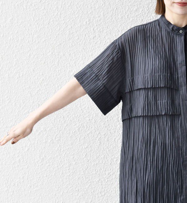 SHIPS any「SHIPS any:〈洗濯機可能〉ピンタック ジャカード シャツ ワンピース」|ワンピース|