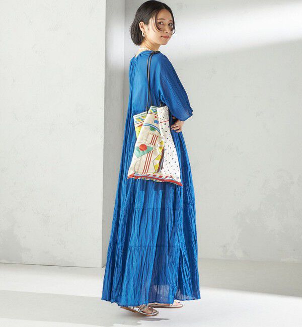 SHIPS for women「《一部追加予約》【WEB限定】〈手洗い可能〉Fanaka:クリンクル 袖 フレア ロング ワンピース」|ワンピース|