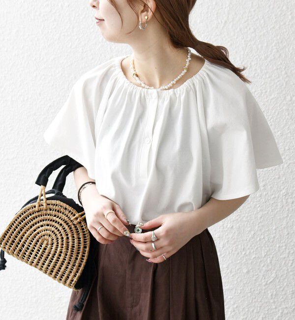 SHIPS any「SHIPS any:〈UVカット/接触冷感/吸水速乾/洗濯機可能〉USAコットン フレア TEE」|Tシャツ・カットソー|