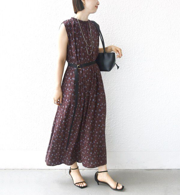 SHIPS for women「〈手洗い可能〉割繊 フラワー プリント ノースリーブ ワンピース」|ワンピース|