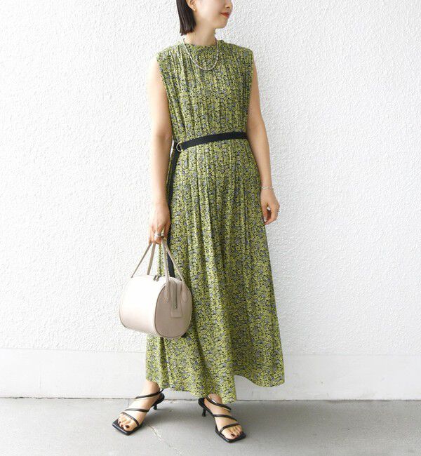 SHIPS for women「〈手洗い可能〉割繊 フラワー プリント ノースリーブ ワンピース」|ワンピース|