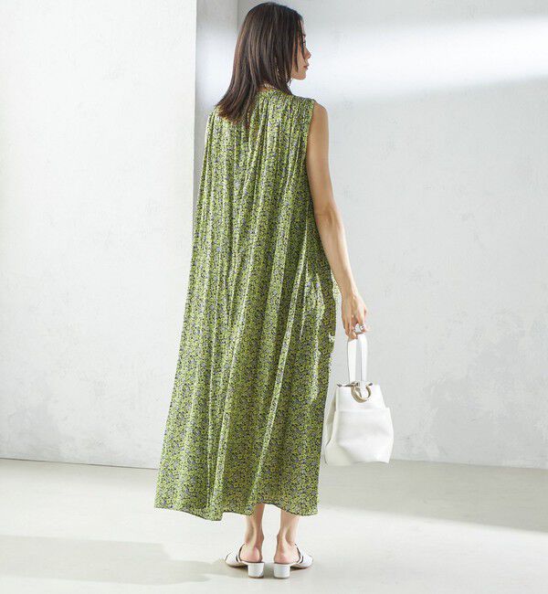 SHIPS for women「〈手洗い可能〉割繊 フラワー プリント ノースリーブ ワンピース」|ワンピース|