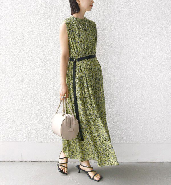 SHIPS for women「〈手洗い可能〉割繊 フラワー プリント ノースリーブ ワンピース」|ワンピース|