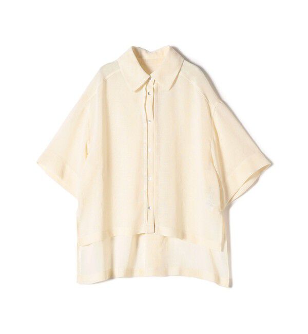 SHIPS for women「〈手洗い可能〉麻調 メッシュ 半袖 ビッグ シャツ」|シャツ・ブラウス|