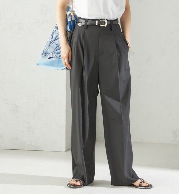 SHIPS for women「〈手洗い可能〉2タック ワイド パンツ（ブラック）」|その他|ブラック