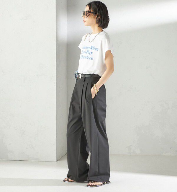 SHIPS for women「〈手洗い可能〉2タック ワイド パンツ（ブラック）」|その他|