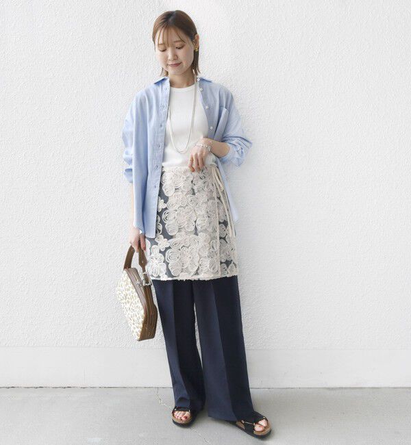 SHIPS for women「《予約》〈手洗い可能〉フラワー 刺繍 チュール ラップ スカート」|スカート|