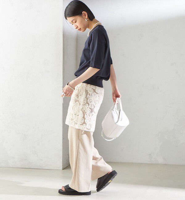 SHIPS for women「《予約》〈手洗い可能〉フラワー 刺繍 チュール ラップ スカート」|スカート|