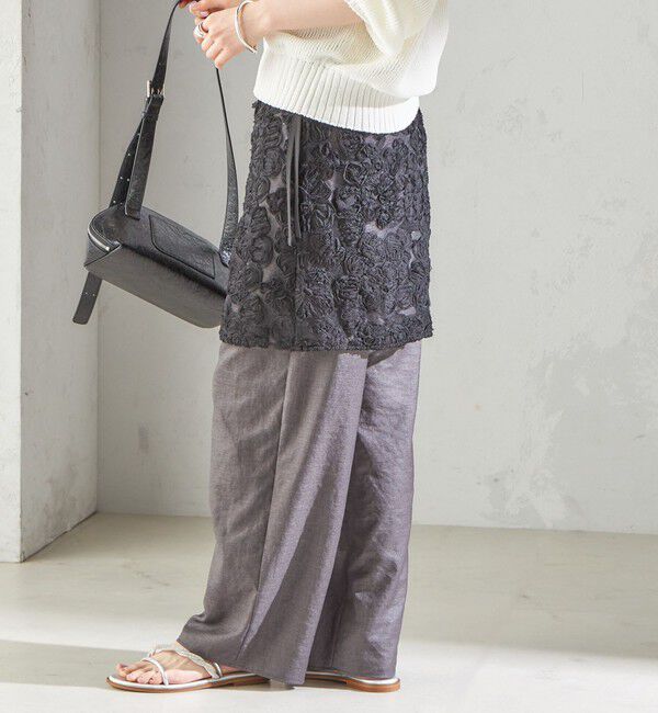 SHIPS for women「《予約》〈手洗い可能〉フラワー 刺繍 チュール ラップ スカート」|スカート|