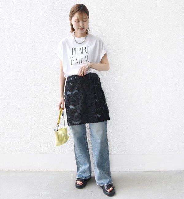 SHIPS for women「《予約》〈手洗い可能〉フラワー 刺繍 チュール ラップ スカート」|スカート|