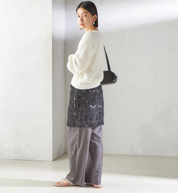 SHIPS for women「《予約》〈手洗い可能〉フラワー 刺繍 チュール ラップ スカート」|スカート|