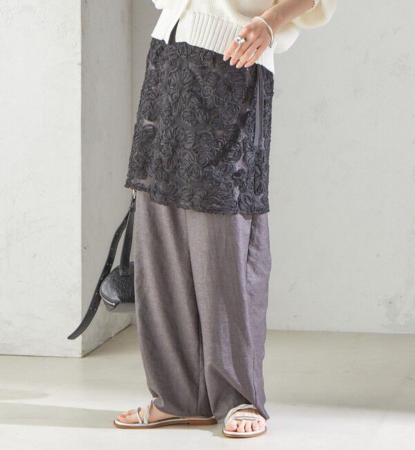 SHIPS for women「《予約》〈手洗い可能〉フラワー 刺繍 チュール ラップ スカート」|スカート|