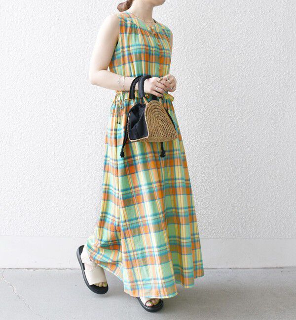 SHIPS any「SHIPS any:〈洗濯機可能〉マドラス チェック ノースリーブ ワンピース」|ワンピース|