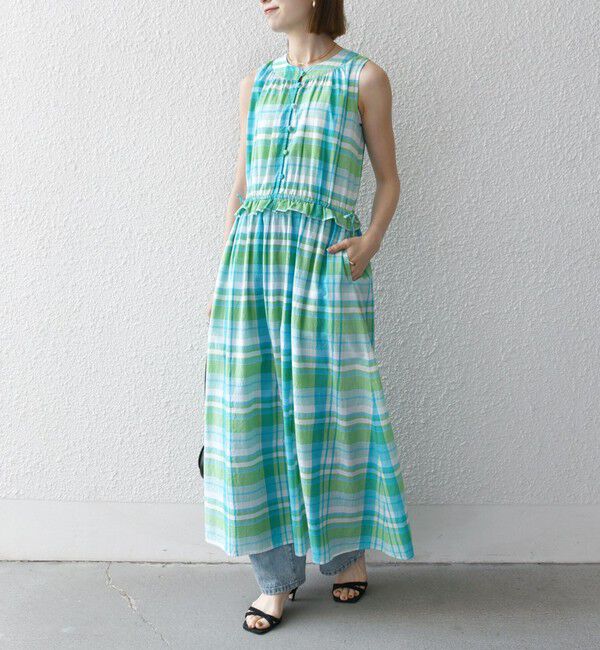 SHIPS any「SHIPS any:〈洗濯機可能〉マドラス チェック ノースリーブ ワンピース」|ワンピース|