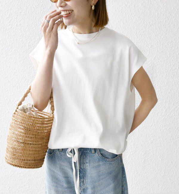 SHIPS any「SHIPS any:〈接触冷感/汗染み防止加工/洗濯機可能〉ドロスト フレンチスリーブ TEE」|Tシャツ・カットソー|