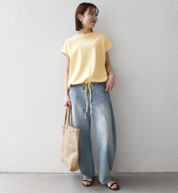 SHIPS any「SHIPS any:〈接触冷感/汗染み防止加工/洗濯機可能〉ドロスト フレンチスリーブ TEE」|Tシャツ・カットソー|