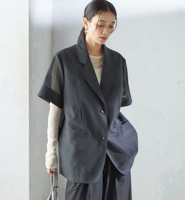 SHIPS for women「【SHIPS別注】APUPIL:〈洗濯機可能〉シアー 半袖 ジャケット」|テーラードジャケット|