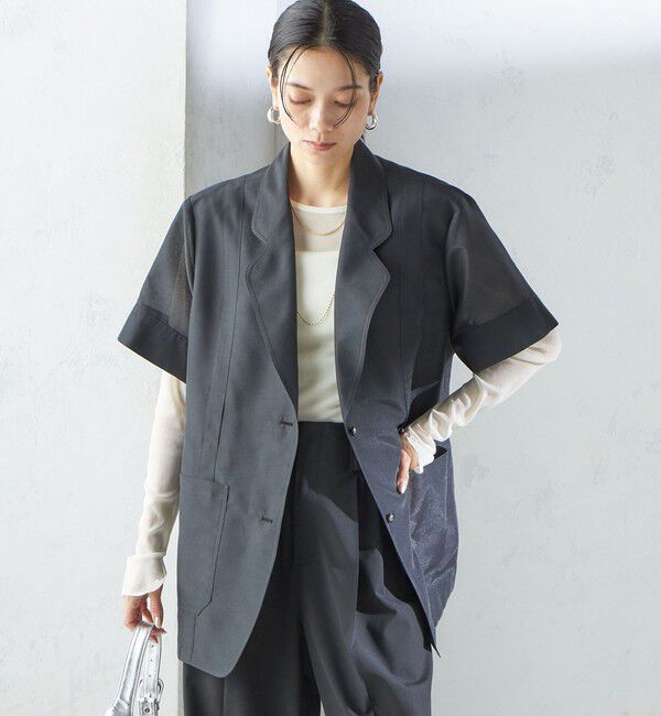 SHIPS for women「【SHIPS別注】APUPIL:〈洗濯機可能〉シアー 半袖 ジャケット」|テーラードジャケット|