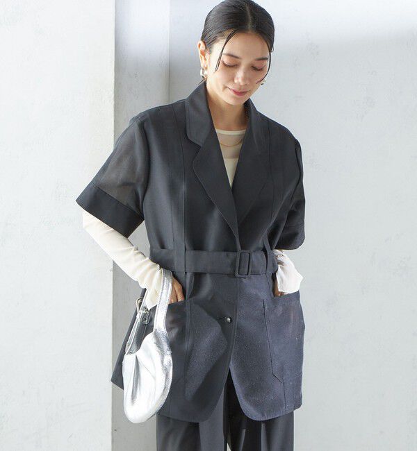 SHIPS for women「【SHIPS別注】APUPIL:〈洗濯機可能〉シアー 半袖 ジャケット」|テーラードジャケット|