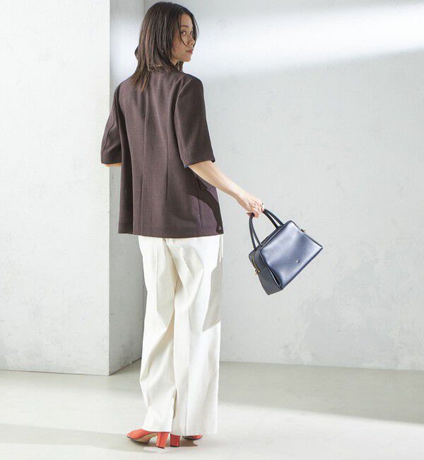 SHIPS for women「〈手洗い可能〉カラミ ノーラペル 半袖 ジャケット」|ノーカラージャケット|