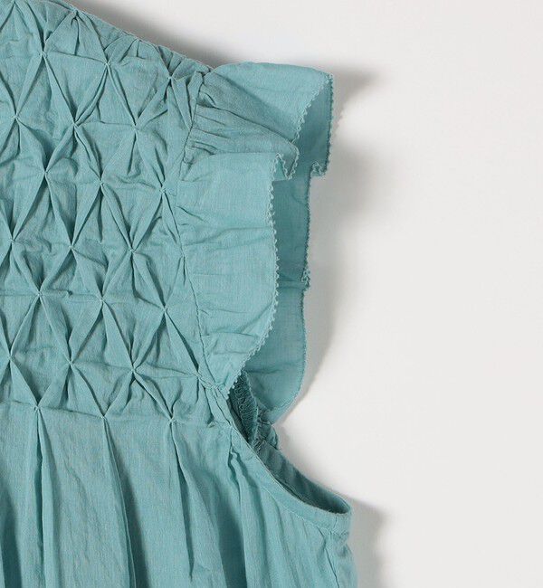 SHIPS any「SHIPS any:〈洗濯機可能〉ハンドスモッキング コットン フリル スタンドカラー ブラウス」|シャツ・ブラウス|