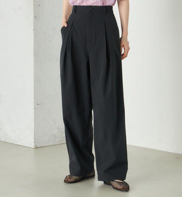 SHIPS for women「Wai＋:〈手洗い可能〉2タック スラックス」|スラックス|ブラック